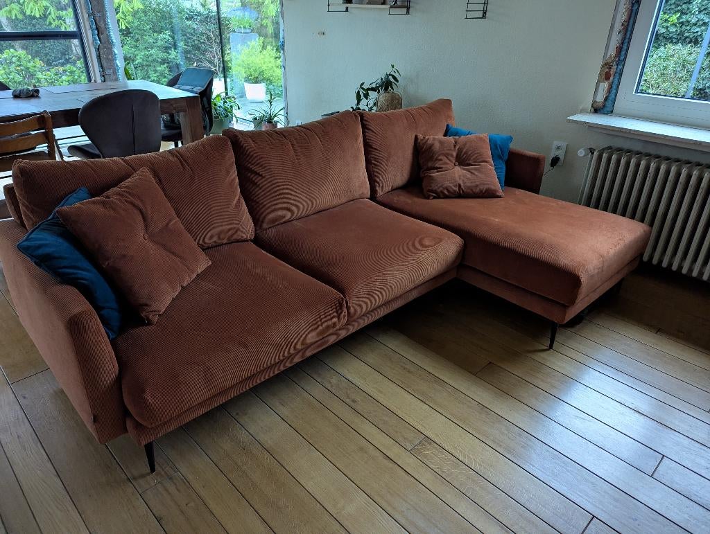 3-zit zetel met longchair, Ophalen, 250 tot 300 cm, Gebruikt, Hoekbank