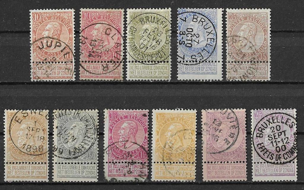 Belgique OPC 57-67 King Leopold II Type Barbe fine, Enlèvement ou Envoi, Affranchi, Maison royale