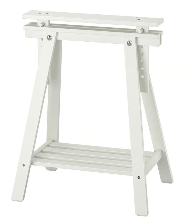 Tréteaux IKEA Mittback (2 en bois, 1 blanc), Pied de table, 50 à 100 cm, Comme neuf, Enlèvement