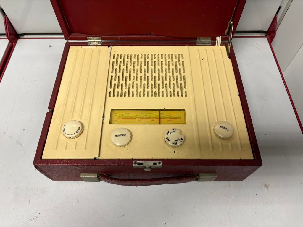 Radio Vintage HMV "His Master's Voice" - 50 - Mallette Rouge, Enlèvement ou Envoi, Radio