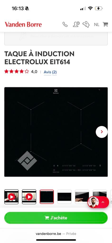 Taque à induction Electrolux neuve, Elektronische apparatuur, Kookplaten, Ophalen, Zo goed als nieuw