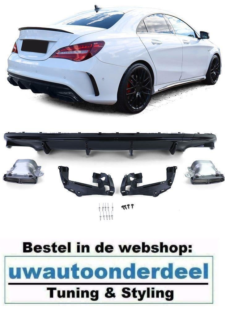 AMG Look Uitlaten + Diffuser Glans Zwart Black Tip Voor MB C, Verzenden