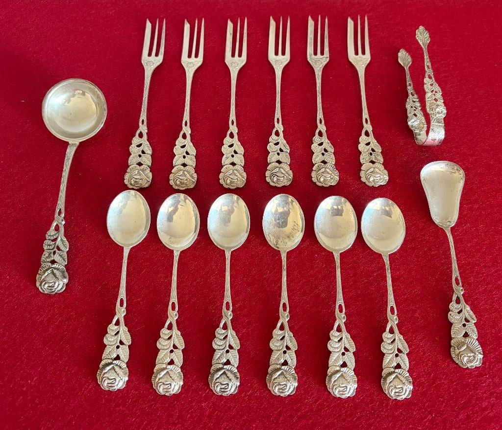 15 Delig Zilveren Servies, jaren 60 - ANTIKO 800, Antiek en Kunst, Ophalen of Verzenden, Zilver