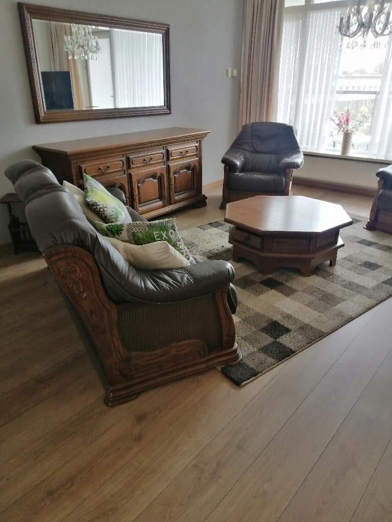 Te koop diverse zwaar eiken meubelen., Huis en Inrichting, Ophalen, Gebruikt, Leer