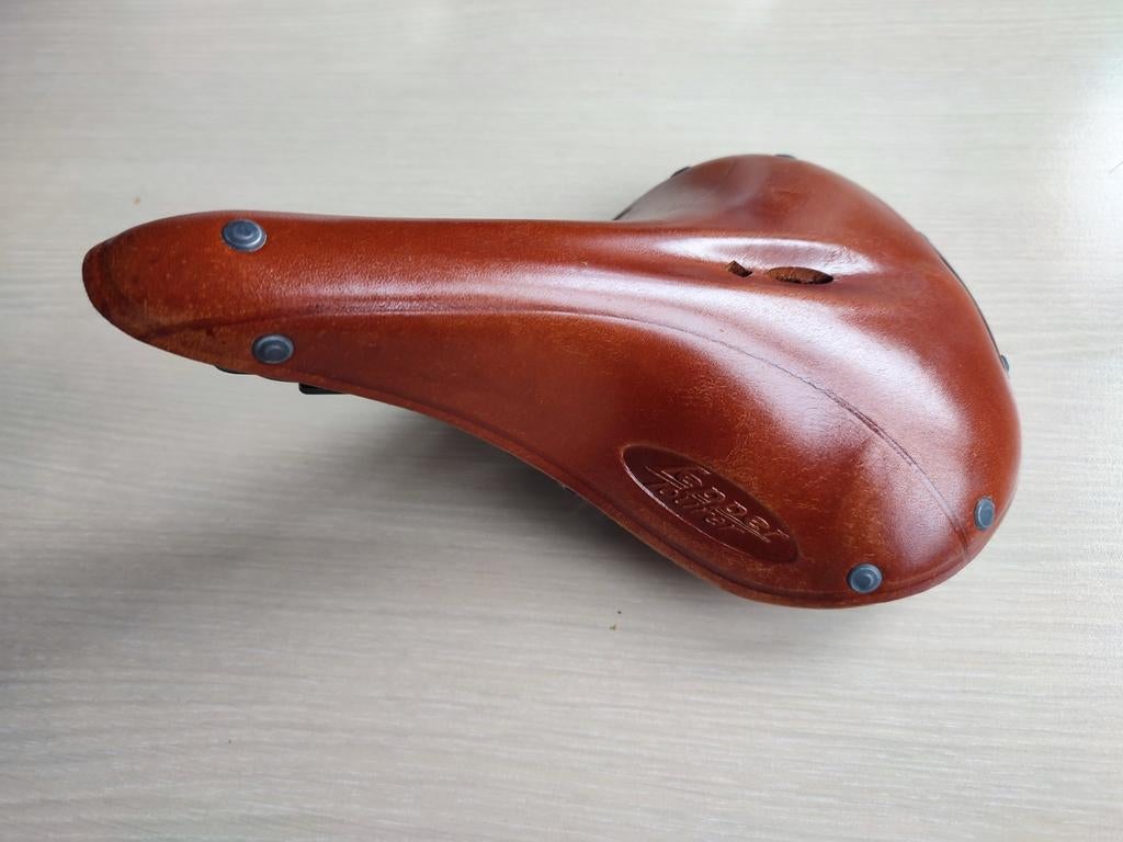 Retro bruin fietszadel leder merk Lepper, Ophalen, Leer, Racefiets, Nieuw