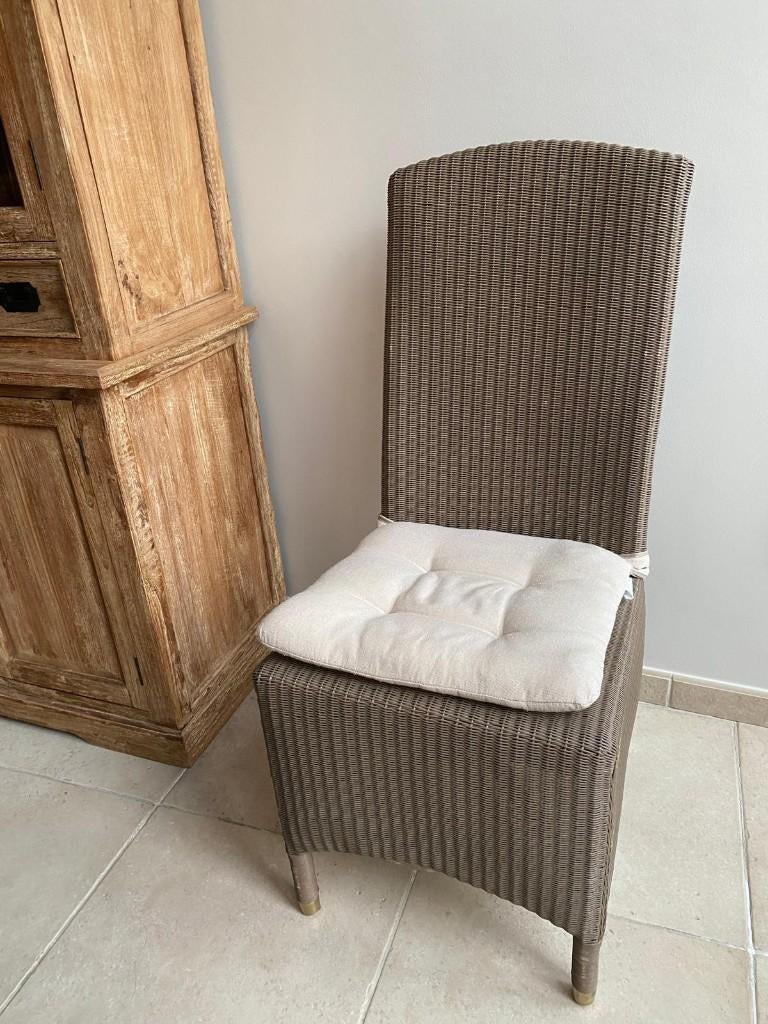 Set de 6 chaises en rotin taupe avec coussins — Topdeal !, Neuf, Osier ou Rotin, Autres couleurs, Landelijk