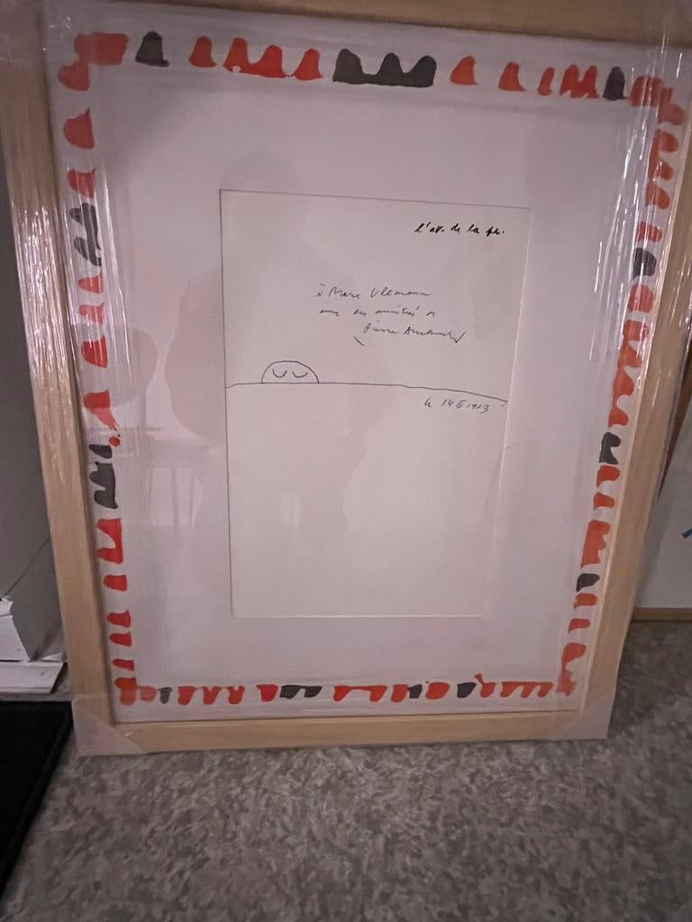 Pierre Alechinsky dessin original dedicacé Cobra, Antiquités & Art, Enlèvement ou Envoi