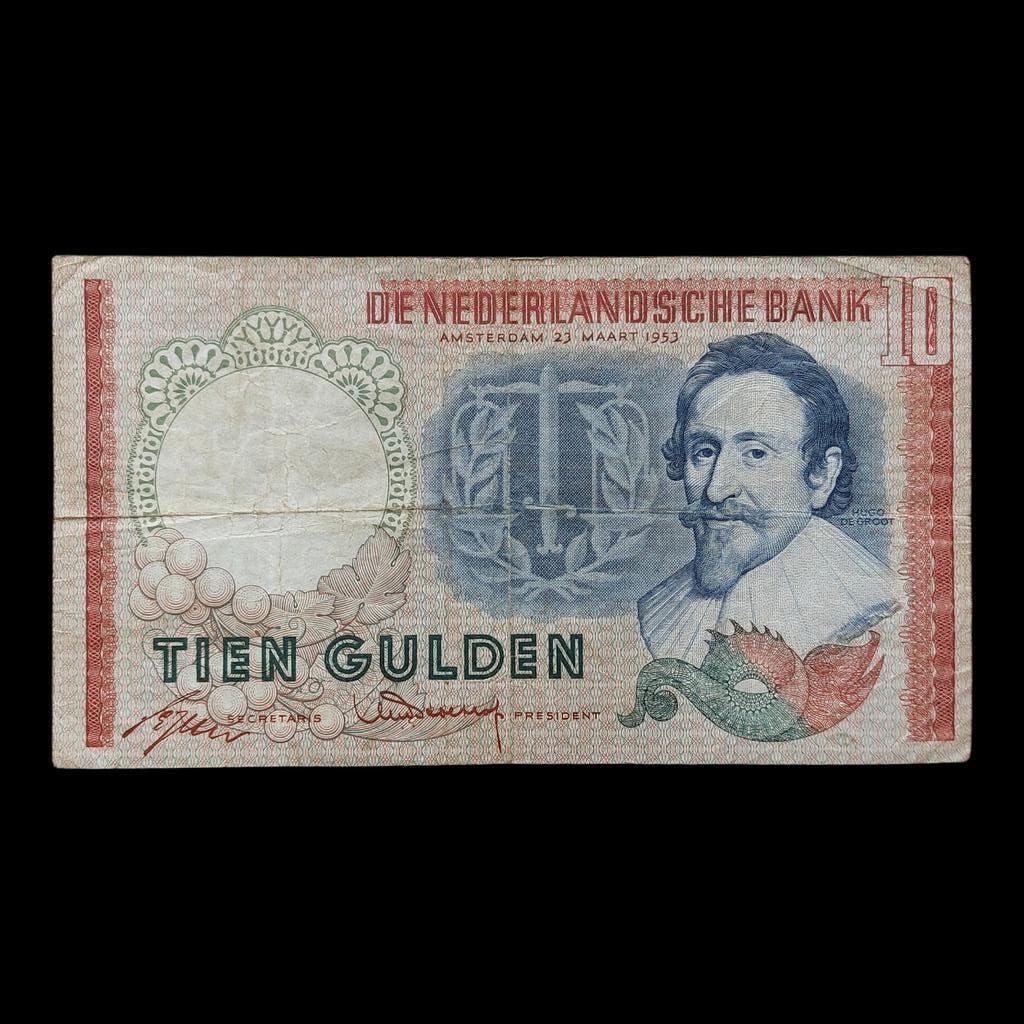 Bankbiljet / Nederland / 10 Gulden / 23 maart 1953 / 2 Lett., Postzegels en Munten, Ophalen of Verzenden, 10 gulden, Los biljet