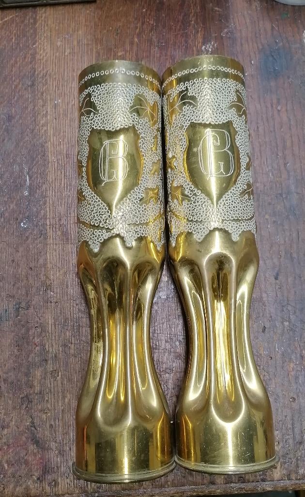 Douilles militaire sculptée gravées landser poilus WW1, Collections, Objets militaires | Général, Envoi, Autres, Douilles ou Pièces de fouille