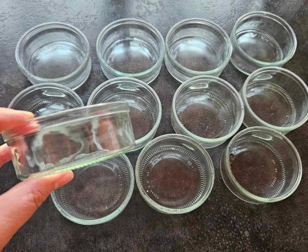 Lot 12 raviers ramequins en verre pot bocaux, Maison & Meubles, Cuisine | Vaisselle, Utilisé, Récipient(s), Verre, Enlèvement ou Envoi