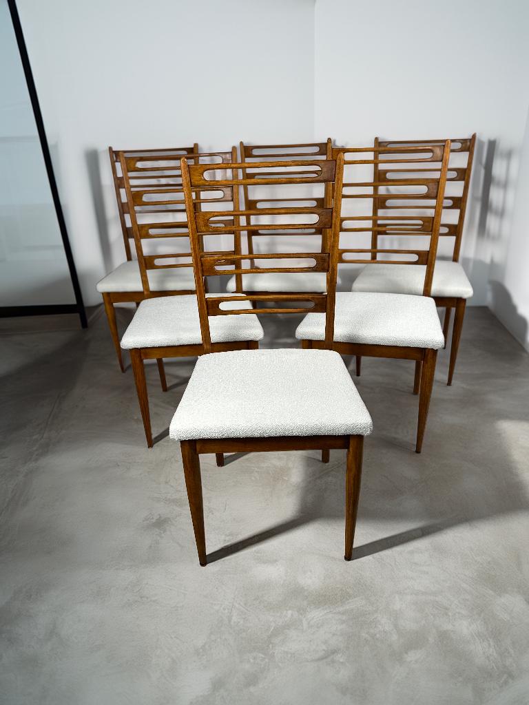 6 chaises vintage de style scandinave - 1960, Brun, Enlèvement, Vintage Koefoed Wegner 1960 deens design mid century scandi, Tissus