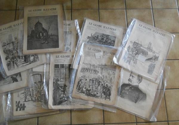 Lot de 27 ex du journal belge "Le Globe illustré" (1885-86), Collections, Revues, Journaux & Coupures, Journal, Avant 1920, Enlèvement