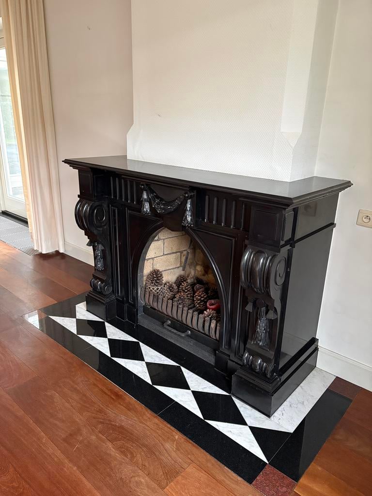 Marmeren schouw / openhaard, Huis en Inrichting, Haarden, Ophalen, Zo goed als nieuw, Houthaard