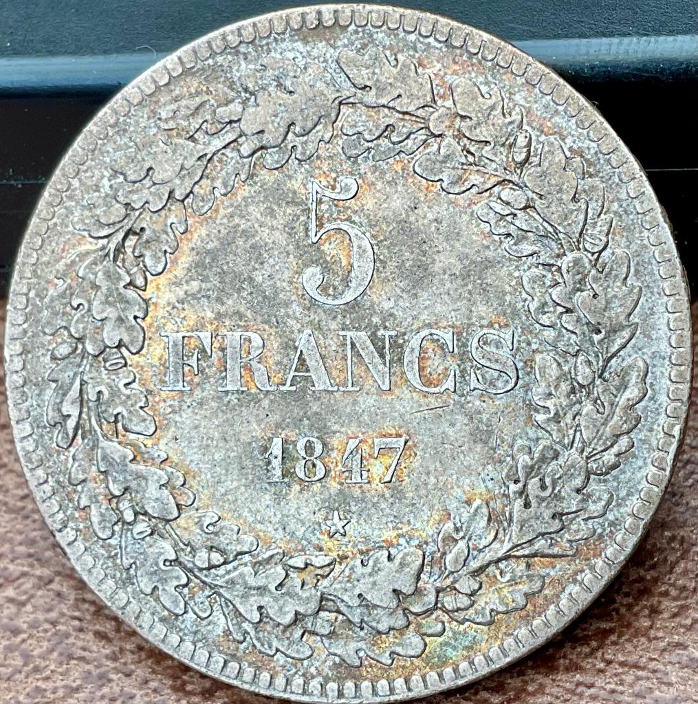 Belgium 5 Francs 1847 Zeldzaam!!, Verzenden, Zilver, Losse munt, Zilver