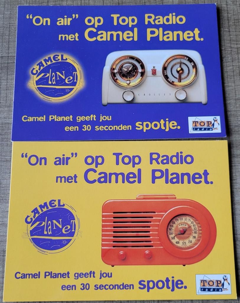 2 reclamekaarten/ postkaarten: Top Radio, Verzamelen, Postkaarten | Themakaarten, Ophalen of Verzenden, 1980 tot heden, Ongelopen