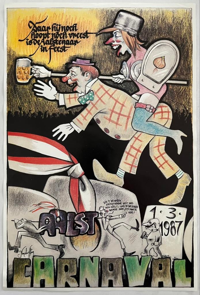 Aalst Oilsjt Carnaval kleine affiche 1987, Collections, Enlèvement, Utilisé