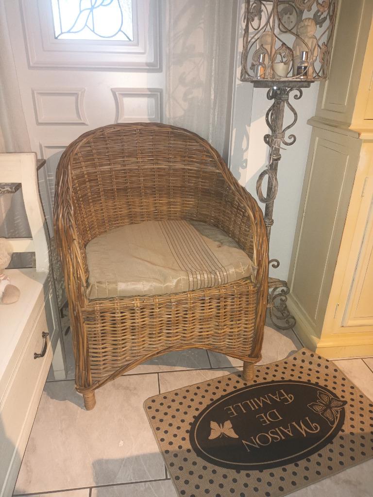 fauteuil osier rotin magnifique, Moins de 75 cm, Comme neuf, Contemporain, 50 à 75 cm