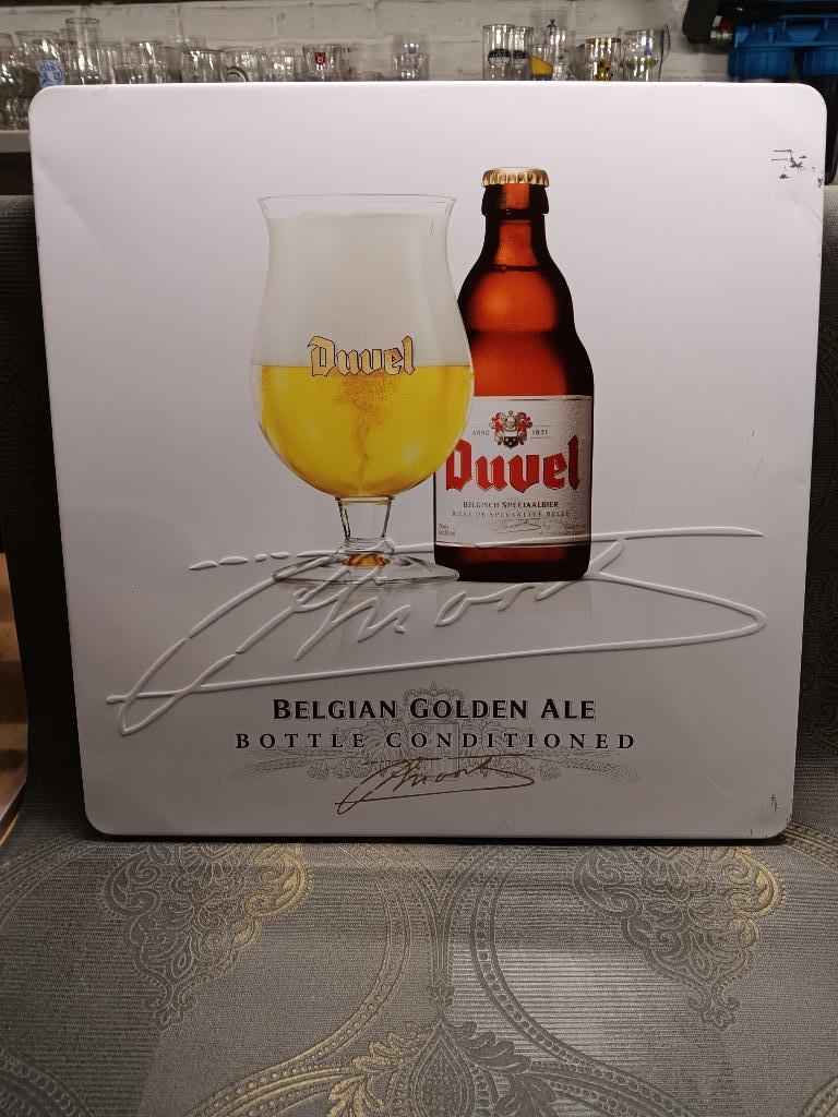 Assiette en étain Duvel, Enlèvement ou Envoi, Utilisé, Panneau publicitaire