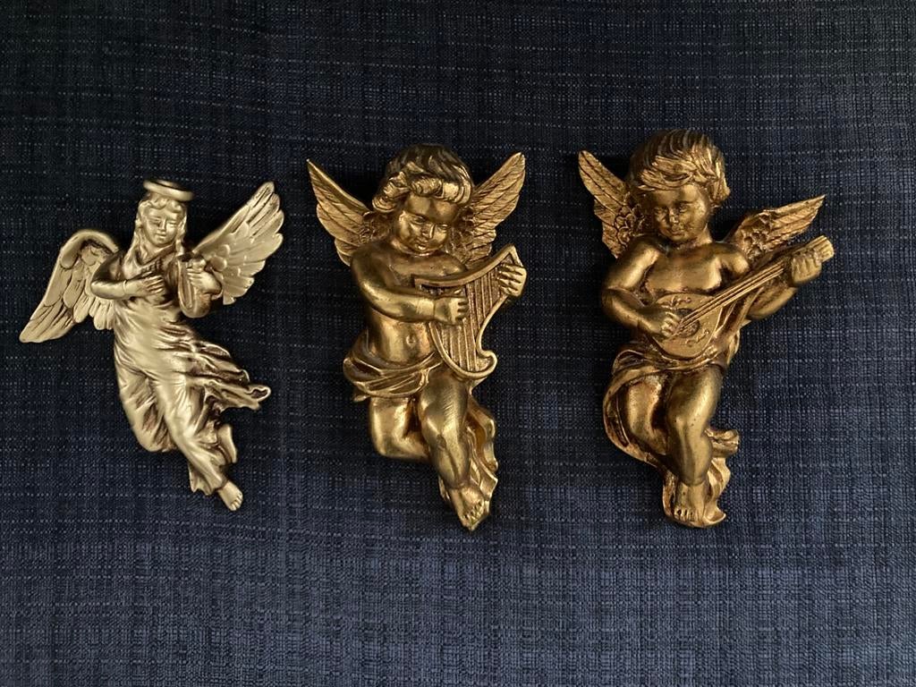 Lot de 3 magnifiques anges à la dorure d’or, Enlèvement ou Envoi