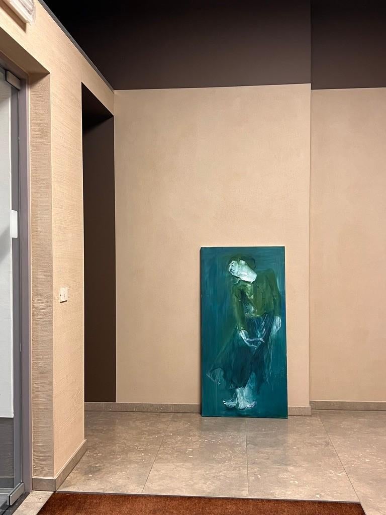 Schilderij peinture painting ‘Green move’ 140x70, Ophalen