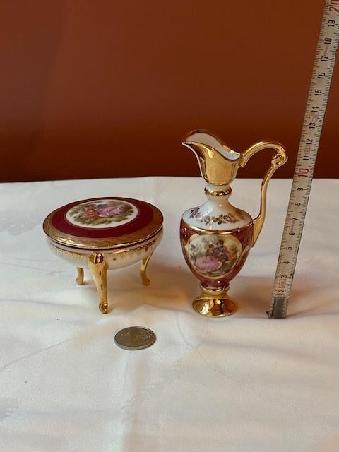 Frans Limoges porselein – miniatuur set – vitrinedecoratie, Ophalen of Verzenden