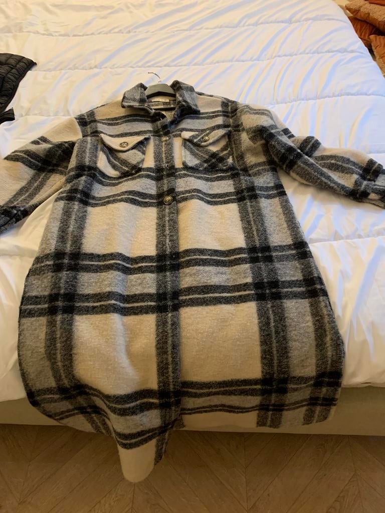 Beige/zwart geruite jas one size, Ophalen of Verzenden, Zo goed als nieuw