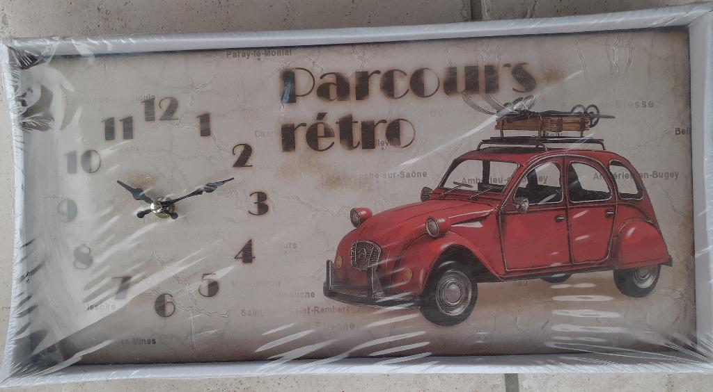 Horloge 2CV rétro - plaque métallique, Collections, Enlèvement, Autres types
