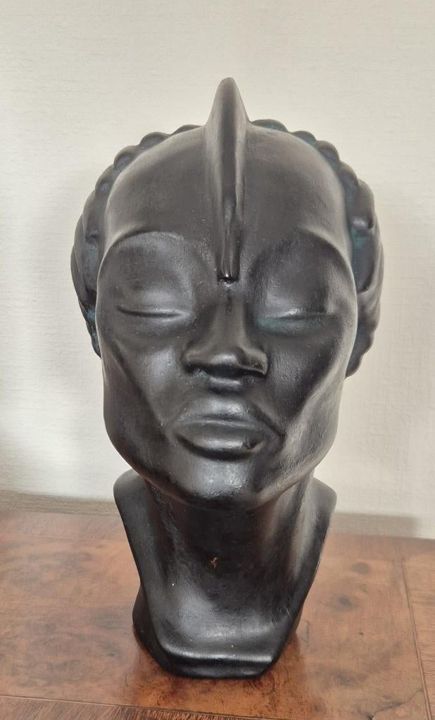 Buste africain décoratif — 23 cm — Résine/pierre moulée, Envoi, Comme neuf