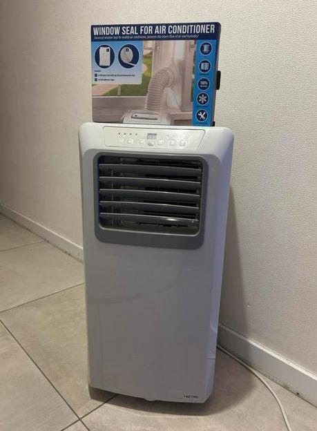 Tectro mobiele airco (zo goed als nieuw) met raamafsluiting, Ophalen of Verzenden, Zo goed als nieuw, Mobiele airco