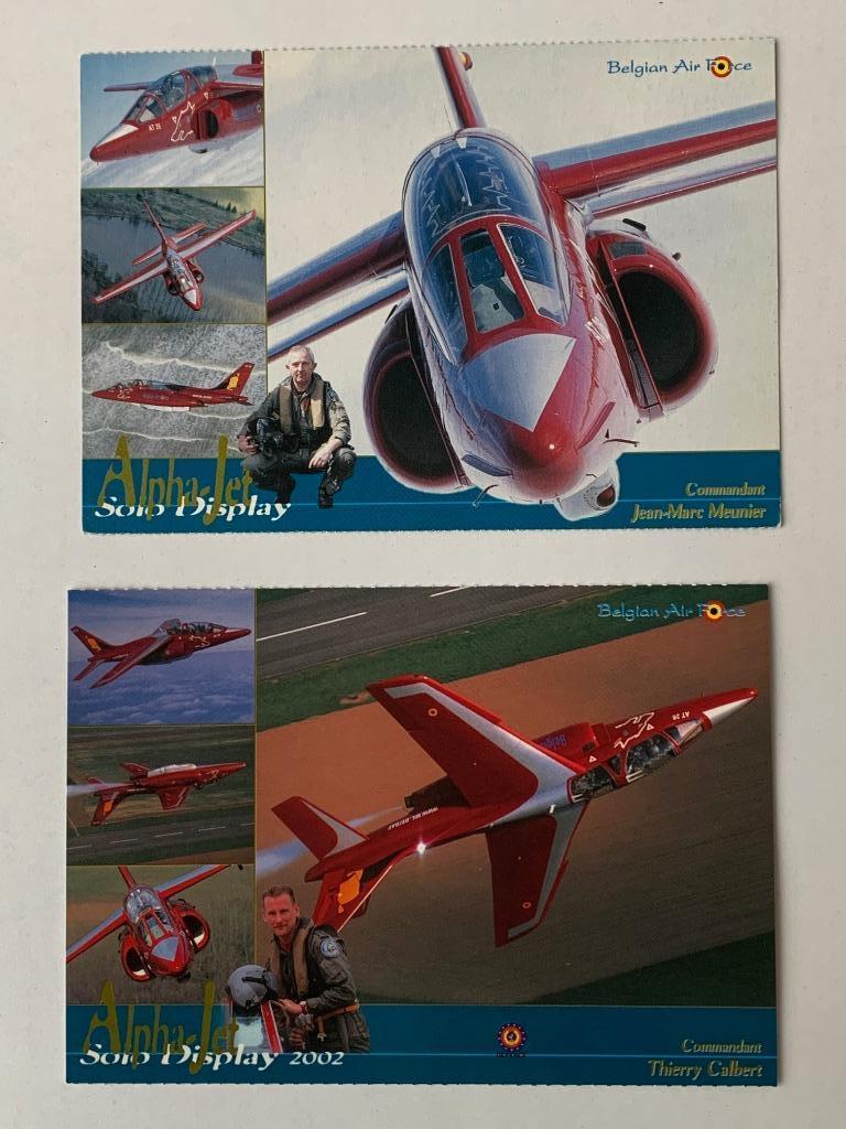 2 Postkaarten Alpha Jet Solo Display Belgian Air Force, Collections, Enlèvement ou Envoi, Armée de l'air, Autres types