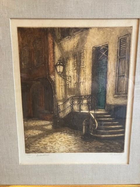 schilderij - Ets "avondlicht" - Albert Geudens, Antiek en Kunst, Ophalen