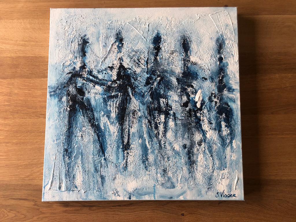 Suzanne Visser - Out of the blue (origineel schilderij), Antiek en Kunst, Ophalen of Verzenden