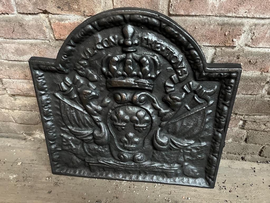 Antieke Gietijzeren Franse Haardplaat, Huis en Inrichting, Haarden, Ophalen of Verzenden, Zo goed als nieuw