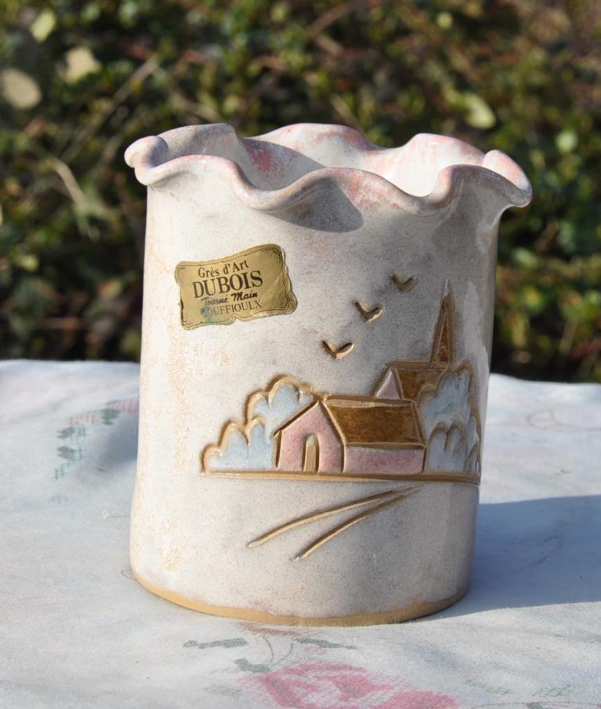 vase divers usage en grès dubois décor village, Enlèvement ou Envoi