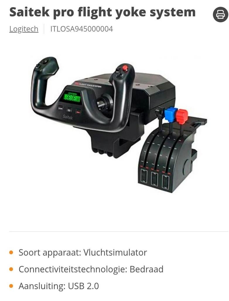 Logitech flight yoke, Computers en Software, Joysticks, Ophalen
