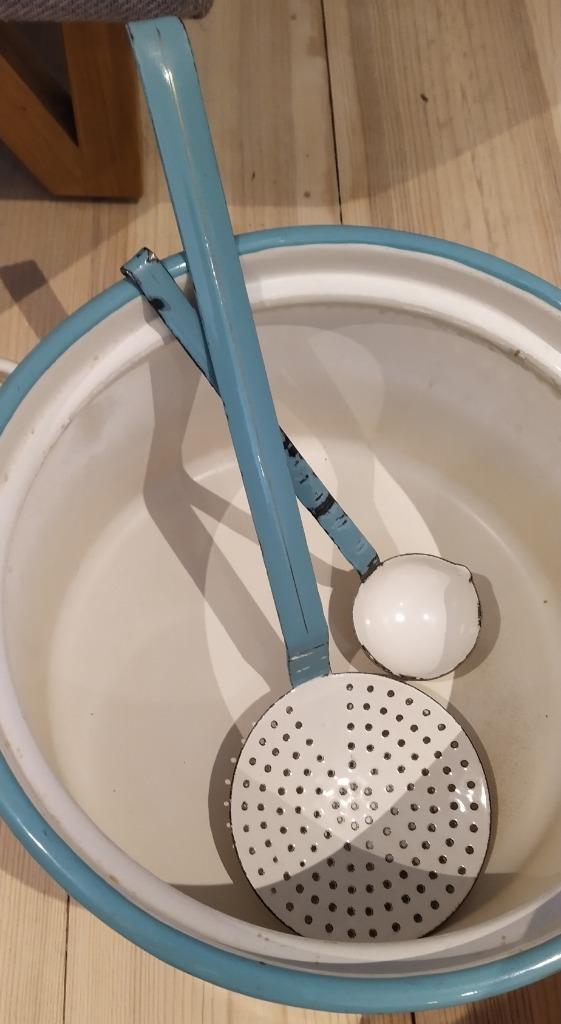 Set pot spaan pollepel ijzer/email 1930, Ophalen of Verzenden