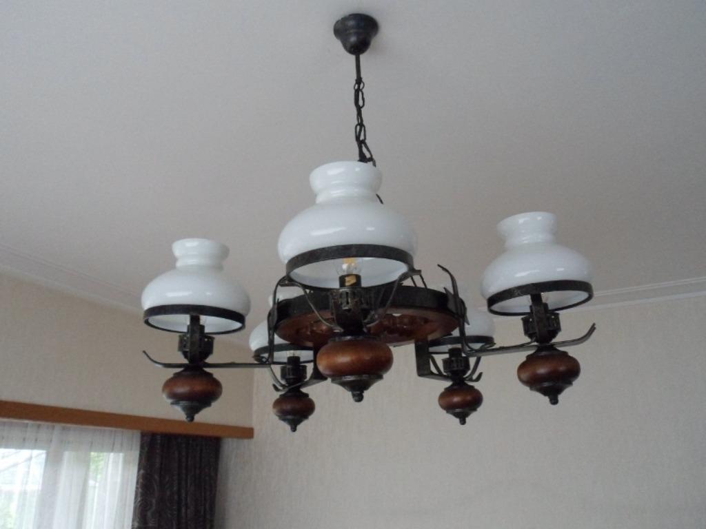 grote en kleine rustieke luster hout metaal ledlampen, Huis en Inrichting, Lampen | Kroonluchters, Zo goed als nieuw, Glas, Hout