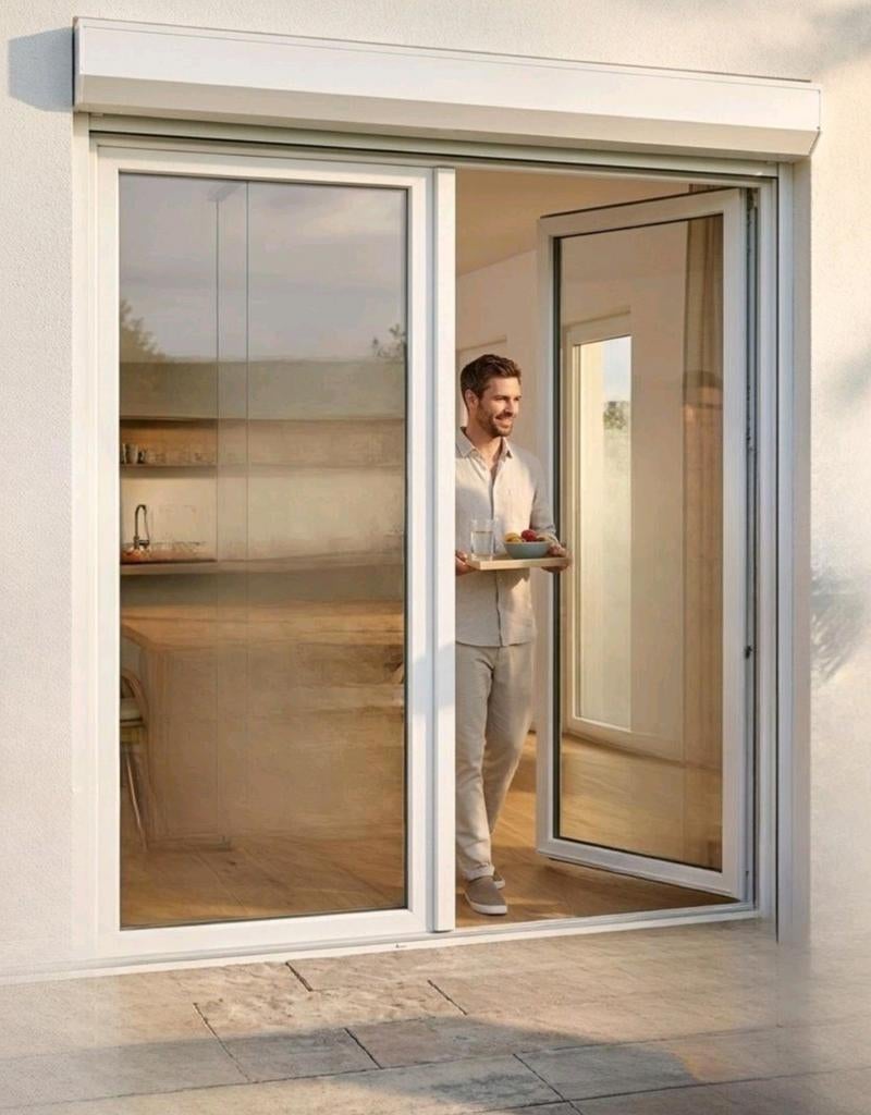 Porte-fenêtre PVC blanc - 1m 45 / 2m10 - 450 €, Enlèvement ou Envoi, Neuf