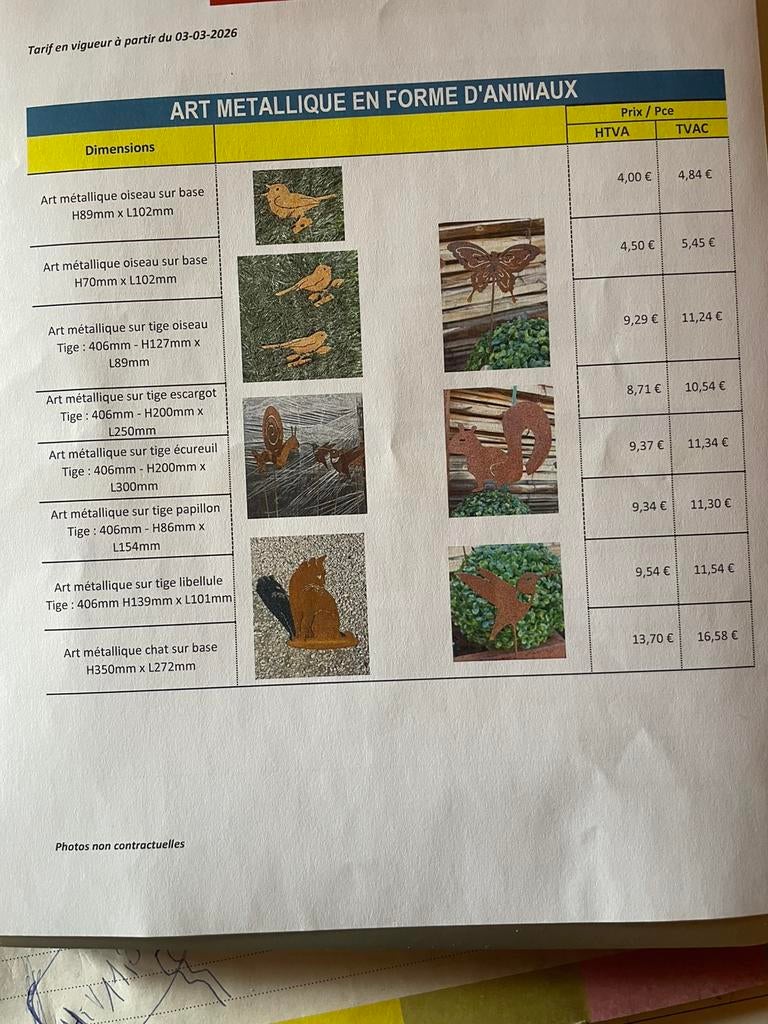 Deco animaliers en acier corten, Enlèvement