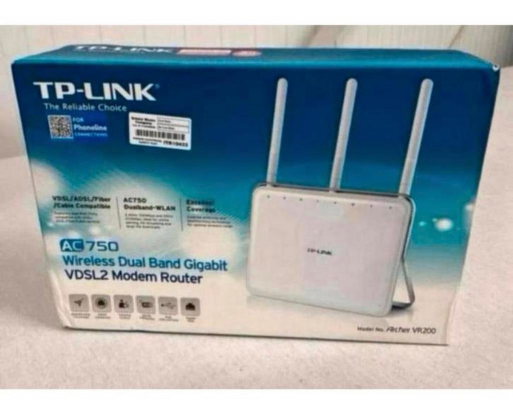 TP-LINK Archer VR200 AC750 modem router VDSL vdsl2 usb port, Computers en Software, Routers en Modems, Zo goed als nieuw, Router met modem