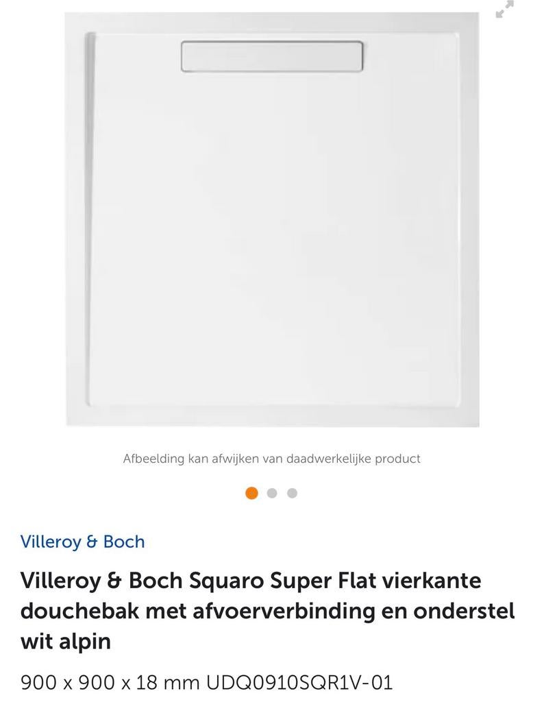 Douchebak 90x90 Villeroy & Boch, Doe-het-zelf en Bouw, Sanitair, Ophalen, Douche