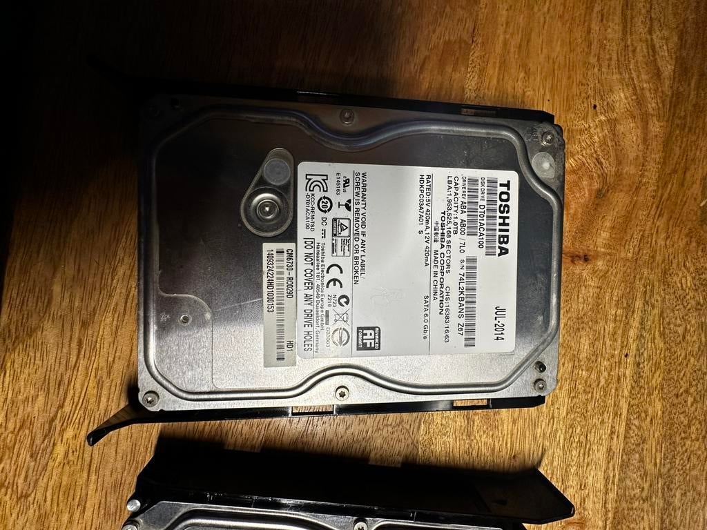 1TB Toshiba HDD, Intern, Gebruikt, Ophalen of Verzenden, 1TB