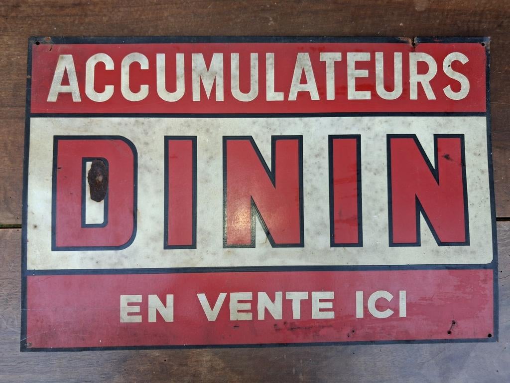 Panneau publicitaire des années 1950 pour batteries de voitu, Enlèvement ou Envoi, Panneau publicitaire