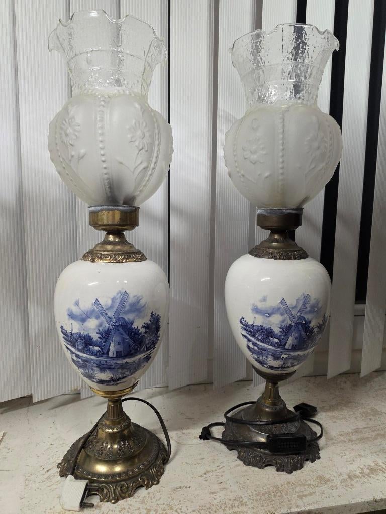 Kandelaars in delft min 60 jaar oud (koppel), Antiek en Kunst, Ophalen of Verzenden