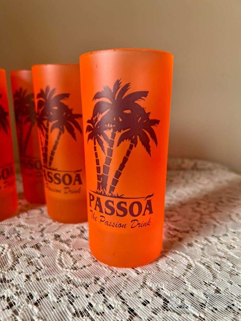 Set van 4 longdrinkglazen Passoa Orange fluo oranje limited, Ophalen of Verzenden, Zo goed als nieuw, Overige typen