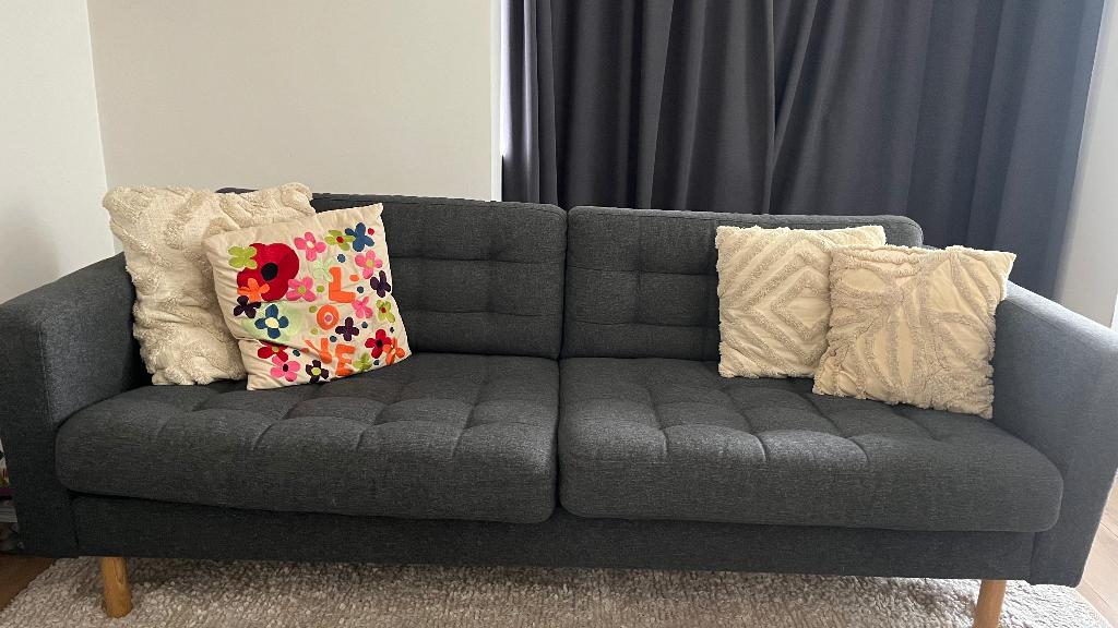 Canapé 3 places IKEA LANDSKRONA Gris foncé, Maison & Meubles, 200 à 250 cm, Banc droit, Enlèvement, Utilisé