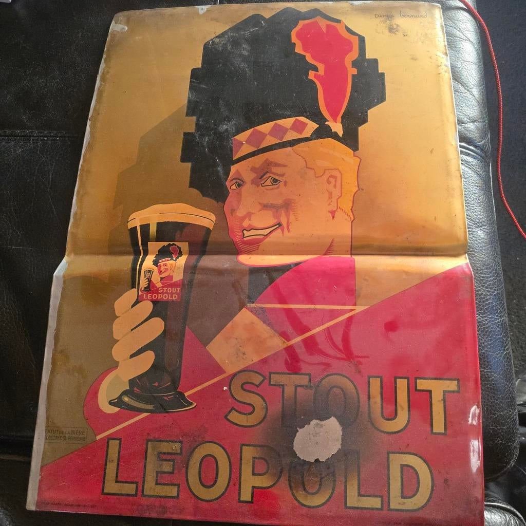 Tôle émaillée Stout Leopold 1937, Collections, Enlèvement ou Envoi