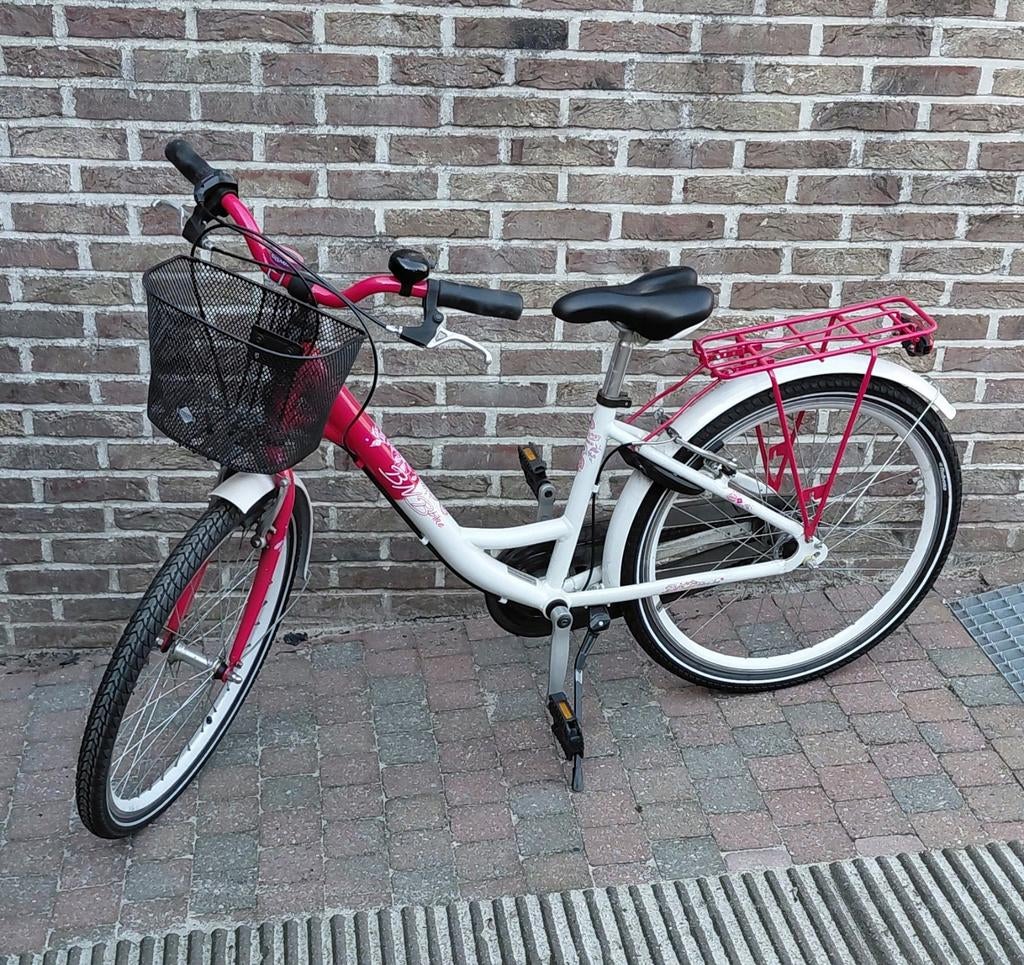 Meisjesfiets roos wit, Vitesses, 24 pouces, Comme neuf, Enlèvement