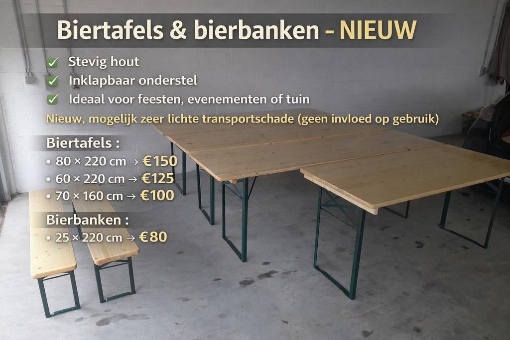 Diverse biertafels en banken, Ophalen