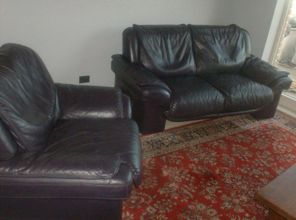 echt leder zetel  2 zit + 1 zit  geen krassen, Ophalen, Zo goed als nieuw